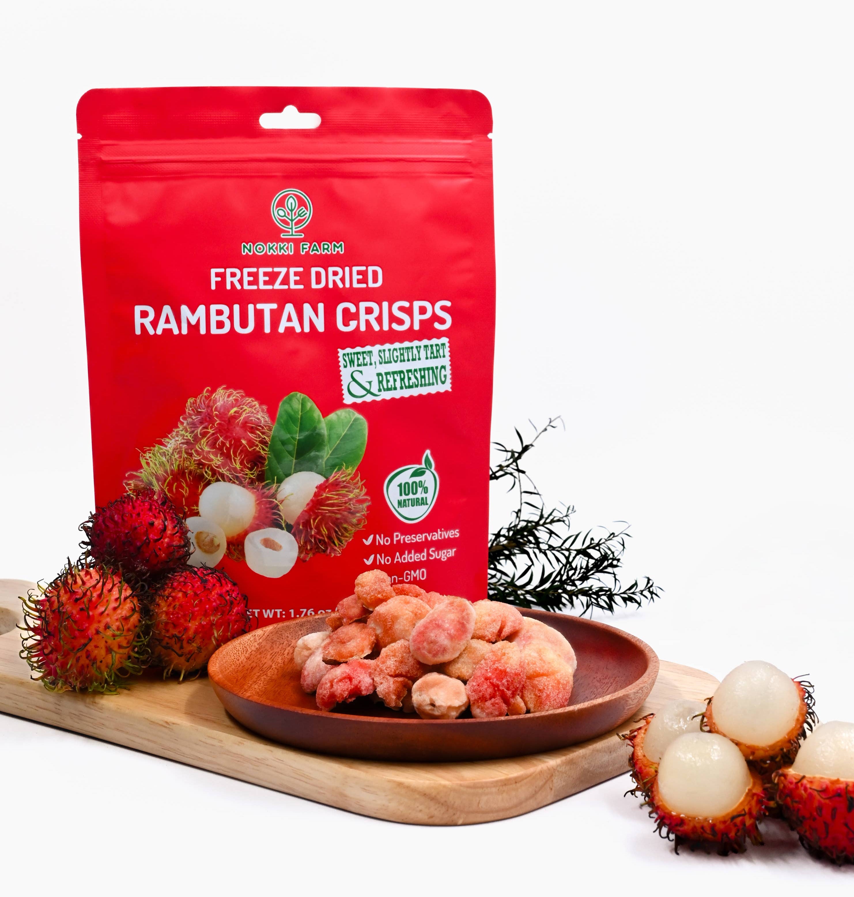 NOKKI FARM Freeze Dried Rambutan Crisps - No Added Sugar