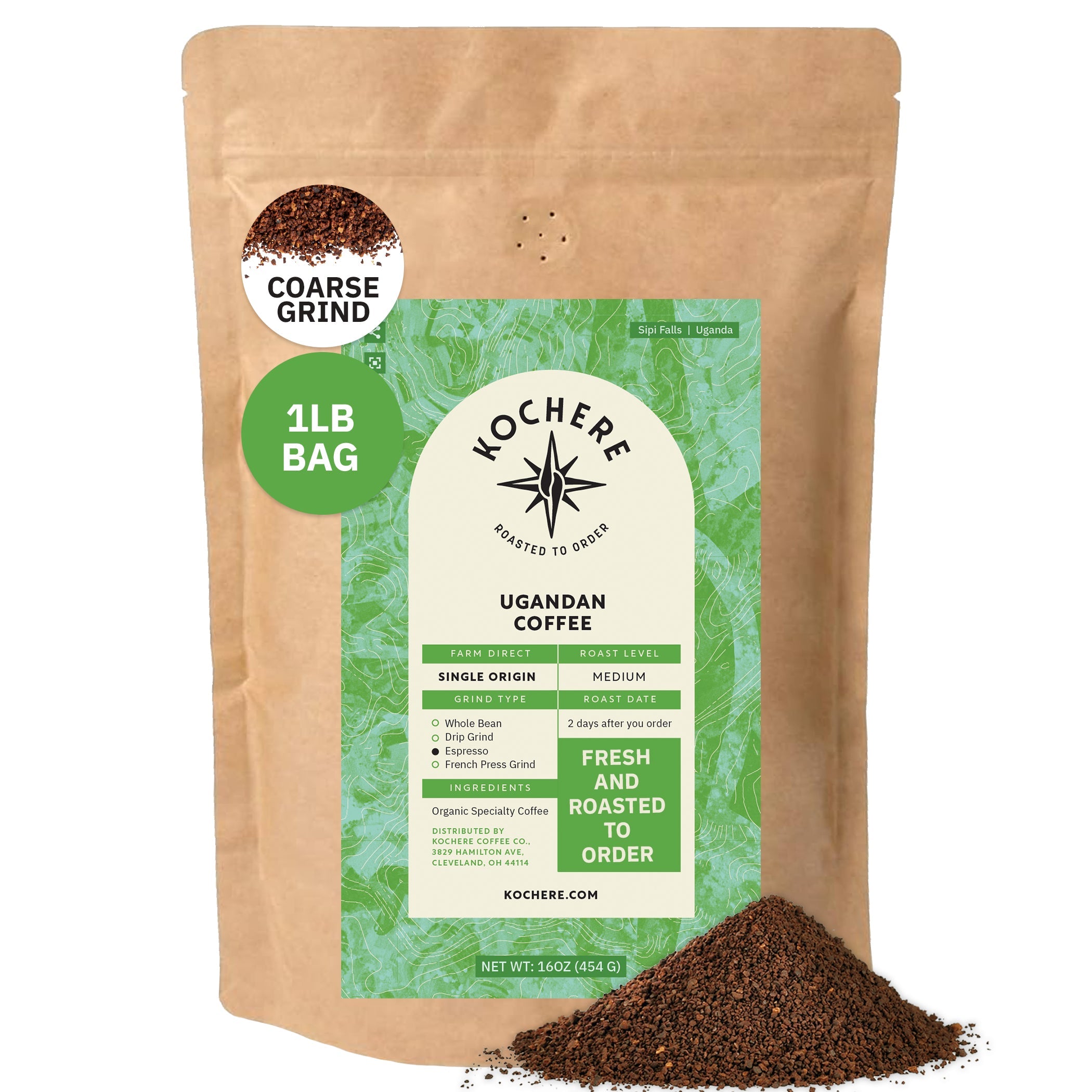 Ugandan Sipi Falls Single Origin, Organic Medium Roast Coffee