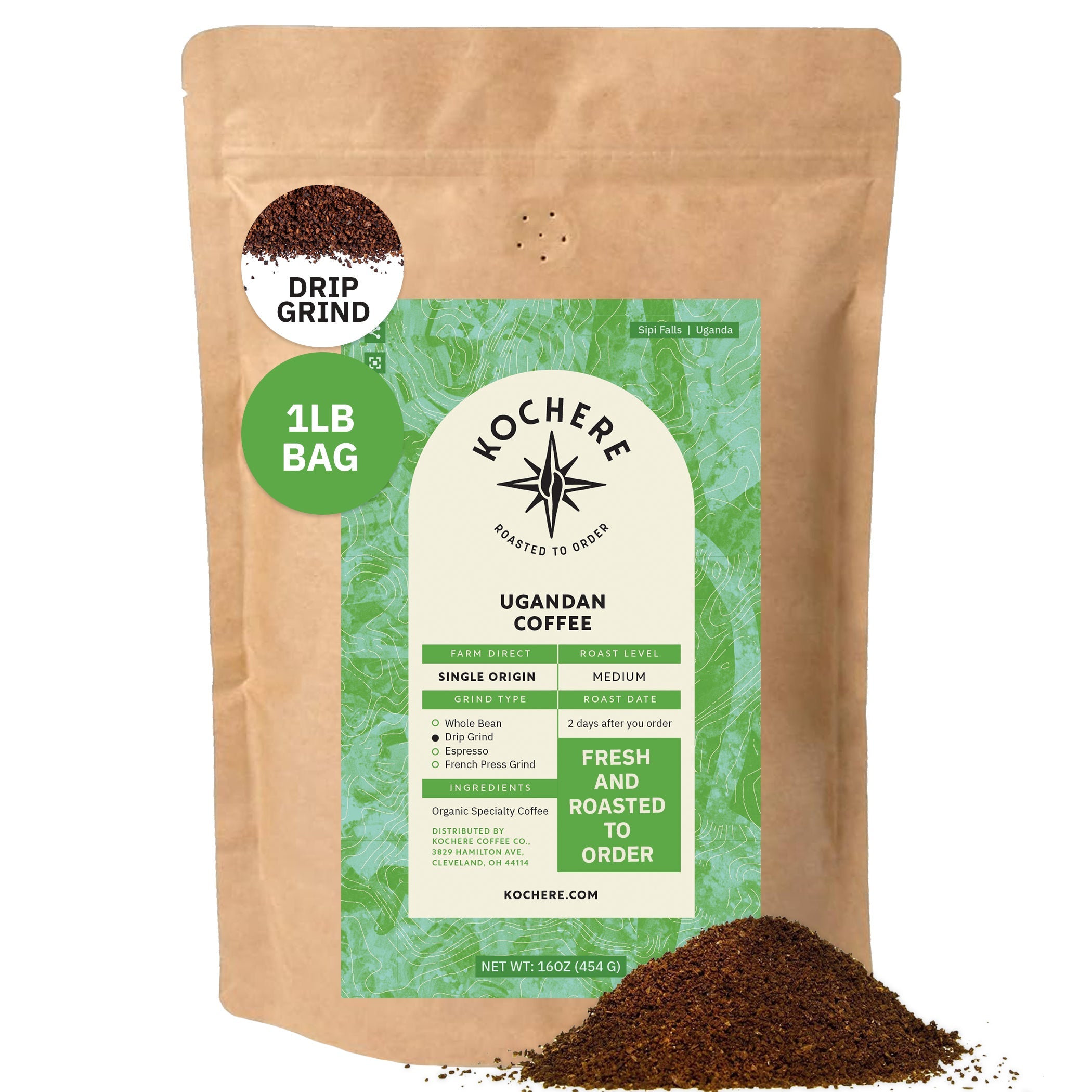 Ugandan Sipi Falls Single Origin, Organic Medium Roast Coffee