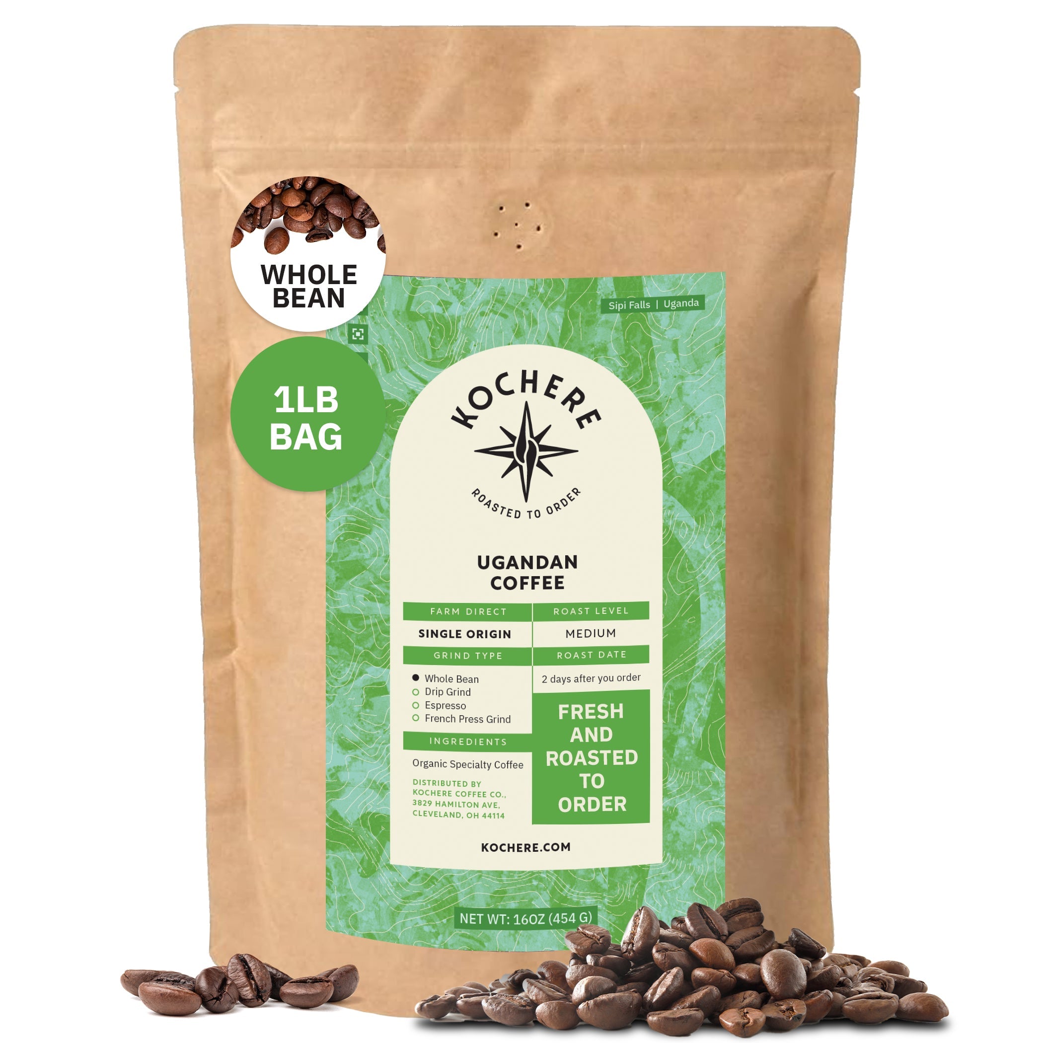 Ugandan Sipi Falls Single Origin, Organic Medium Roast Coffee