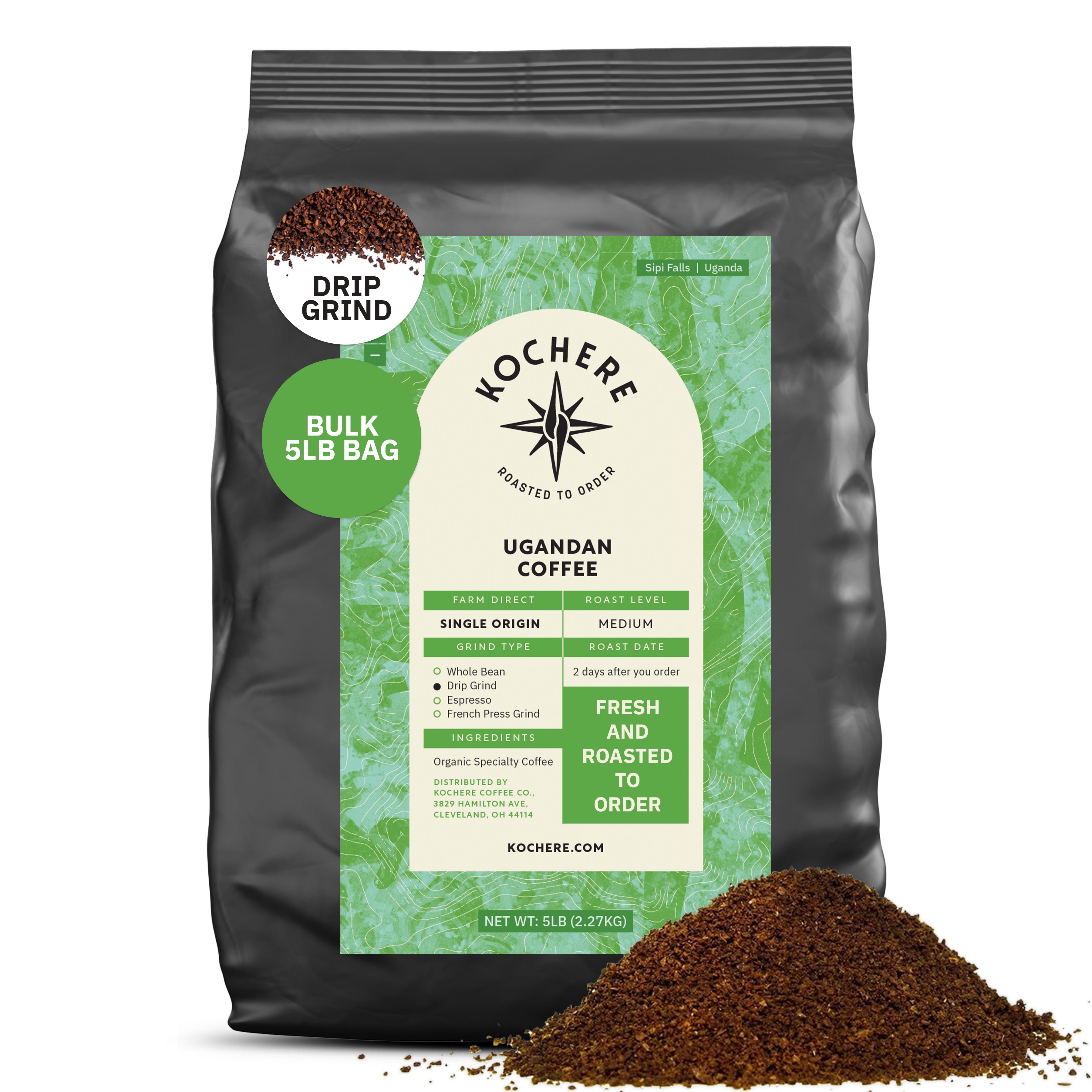 Ugandan Sipi Falls Single Origin, Organic Medium Roast Coffee