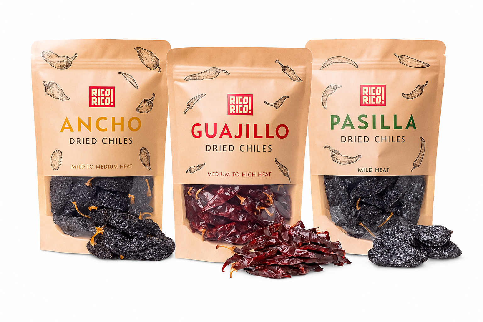 Dried Mexican Chiles 3-Pack – Ancho, Guajillo & Arbol