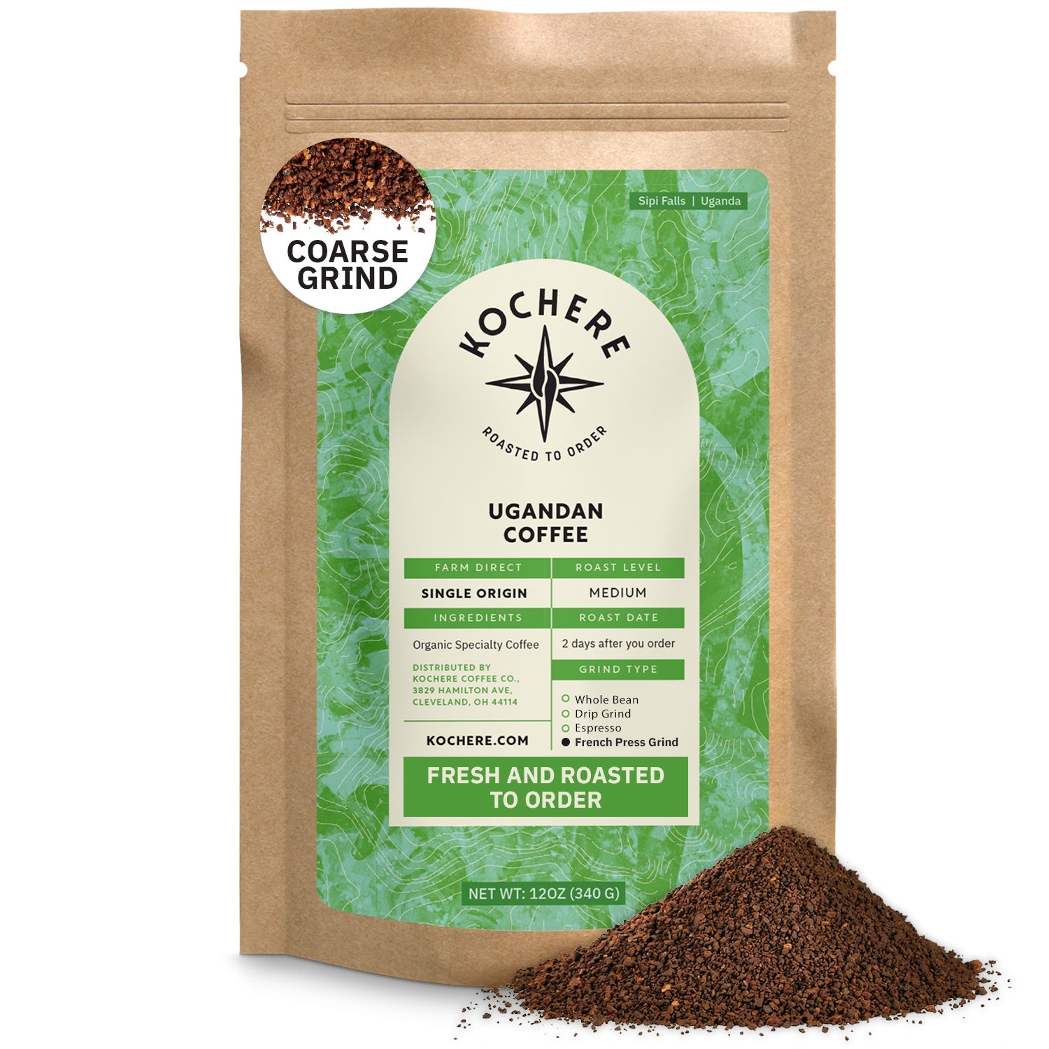 Ugandan Sipi Falls Single Origin, Organic Medium Roast Coffee