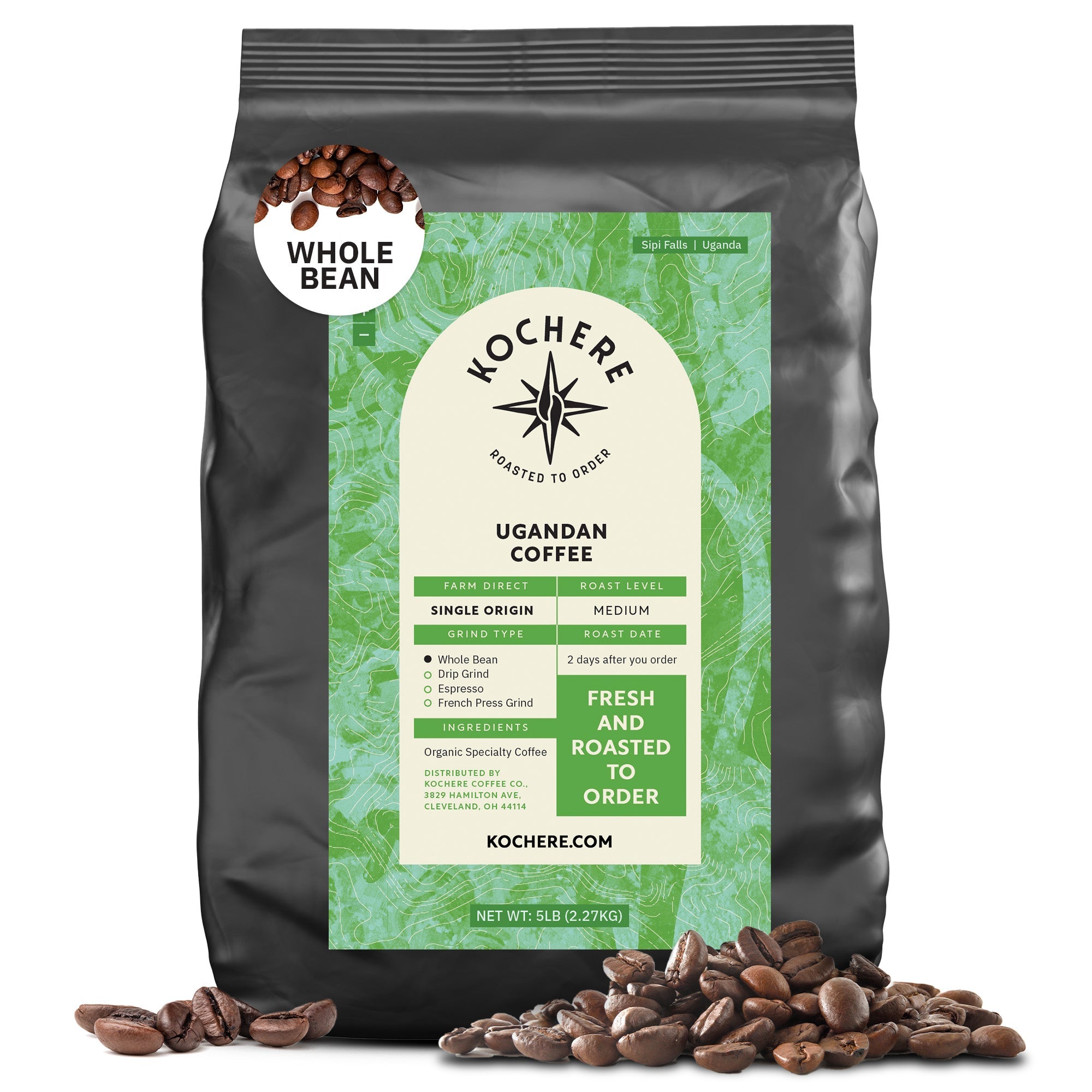Ugandan Sipi Falls Single Origin, Organic Medium Roast Coffee
