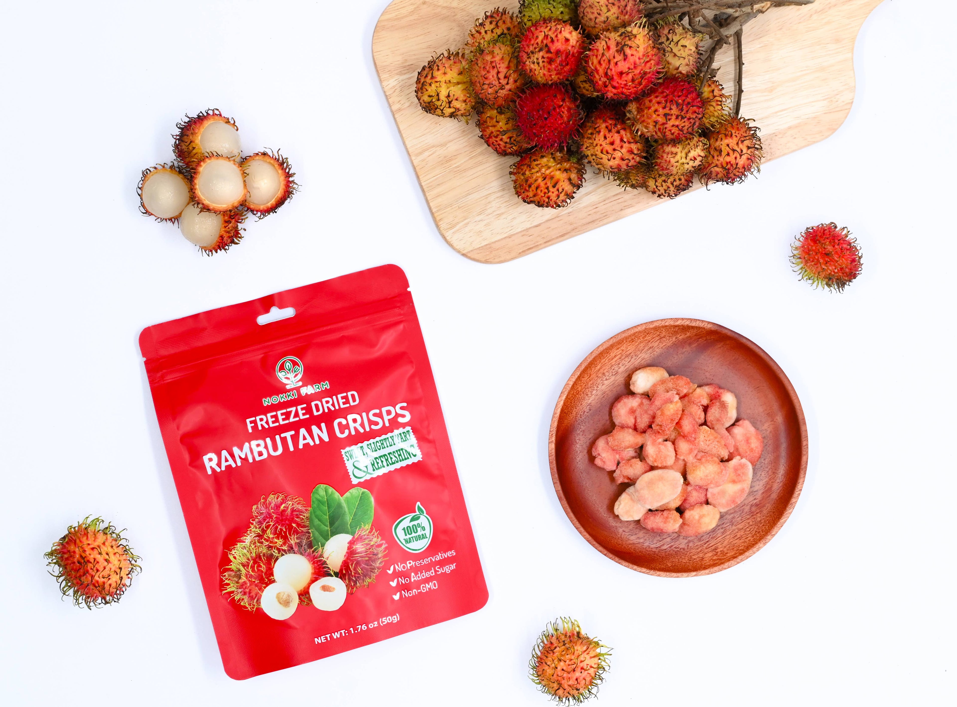 NOKKI FARM Freeze Dried Rambutan Crisps - No Added Sugar
