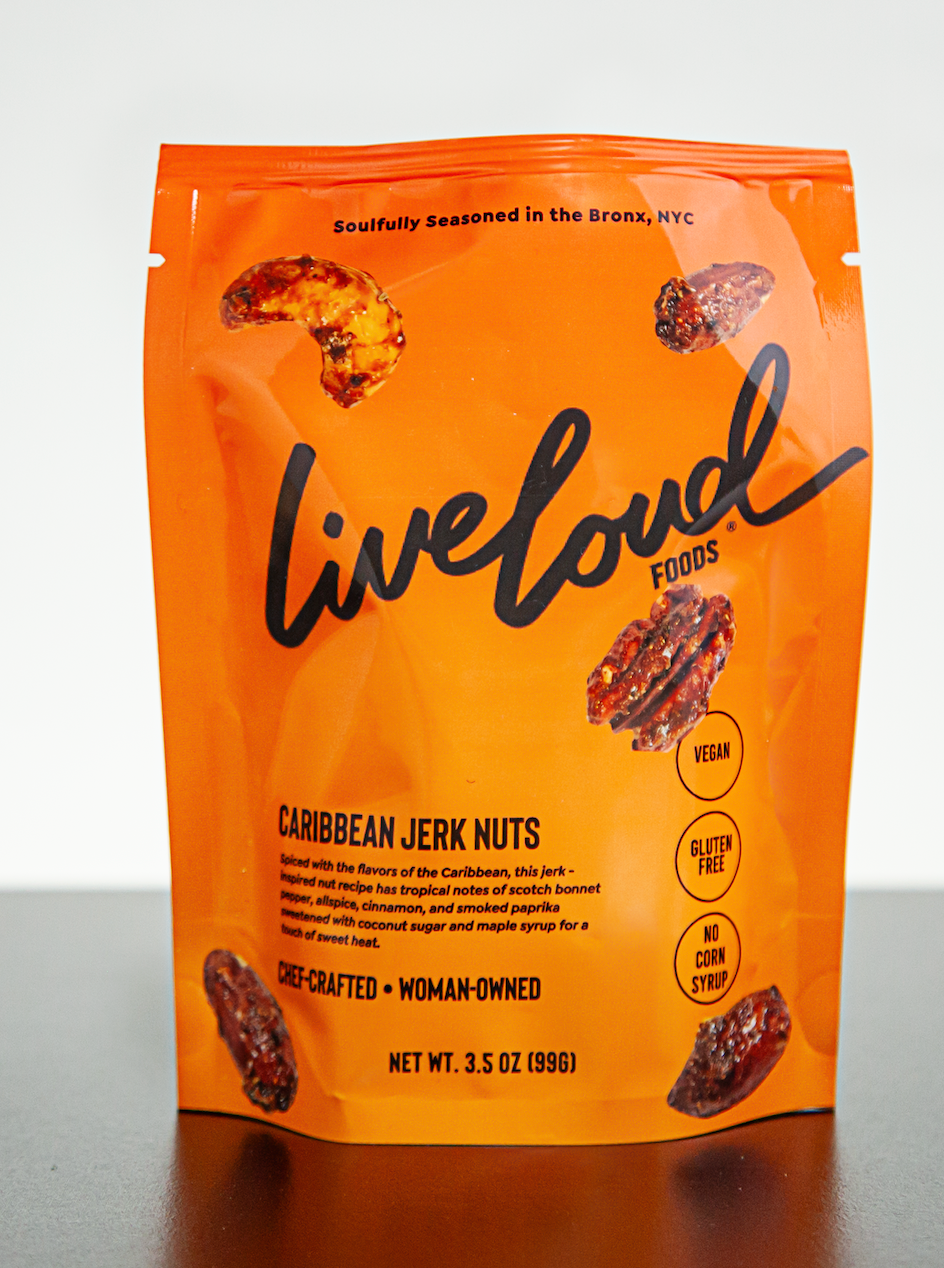 Caribbean Jerk Candied Mixed Nuts product packaging
