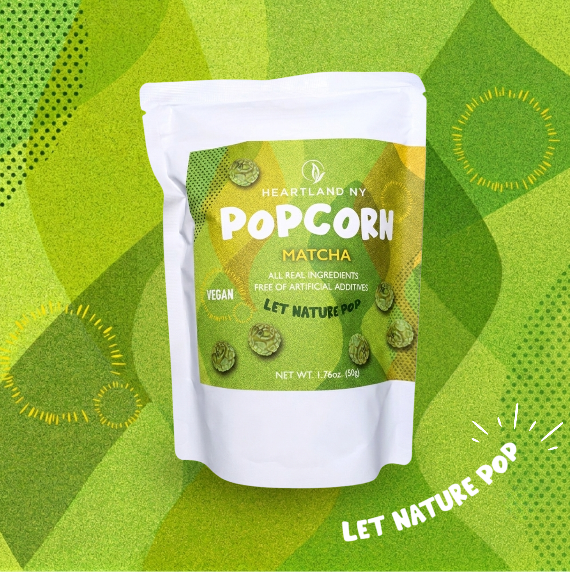 Heartland NY Matcha Popcorn 1.76 oz front package
