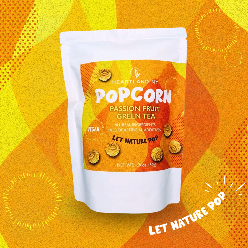 Heartland NY Passion Fruit Green Tea Popcorn 1.76 oz front package