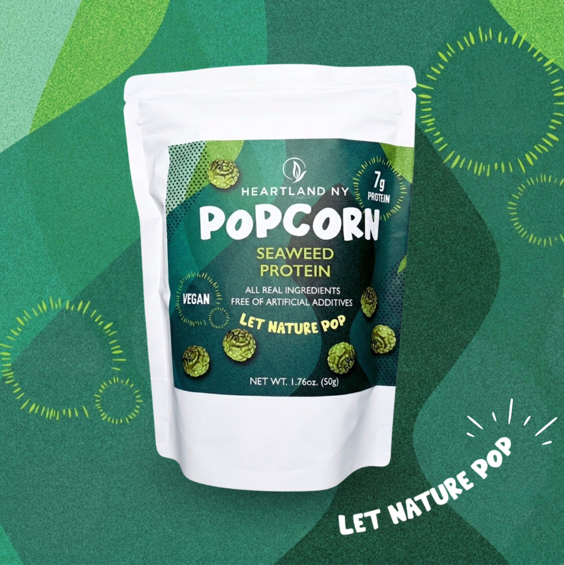 Heartland NY Seaweed Protein Popcorn 1.76 oz front package