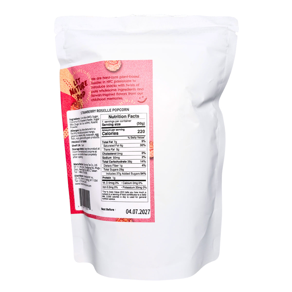 Heartland NY Strawberry Roselle Popcorn 1.76 oz back package