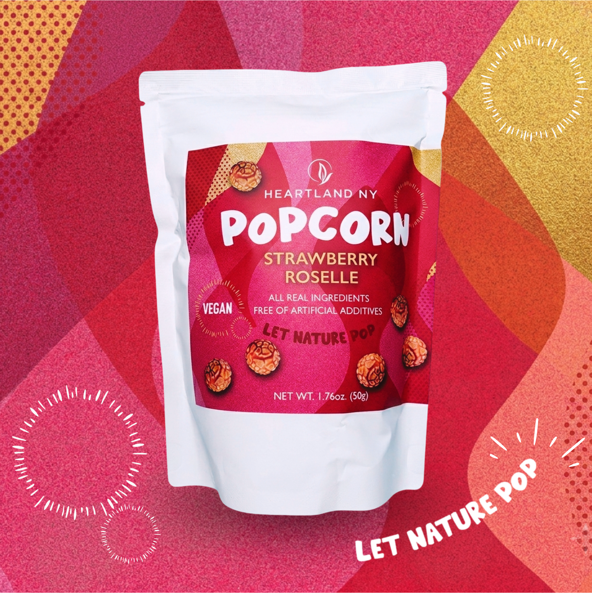 Heartland NY Strawberry Roselle Popcorn 1.76 oz front package