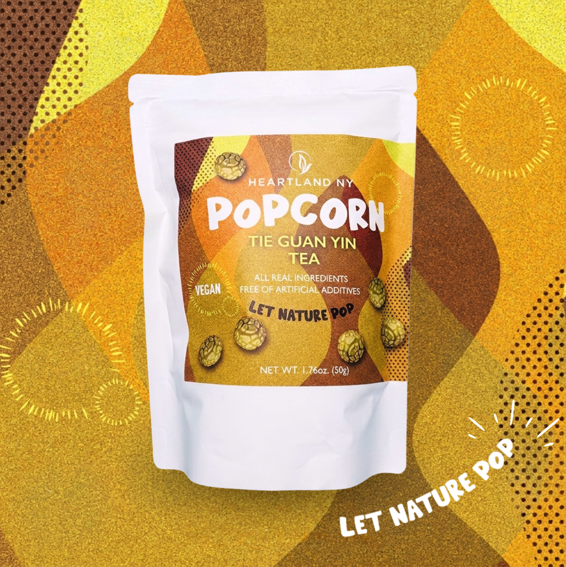 Heartland NY Tie Guan Yin Tea Popcorn 1.76 oz front package