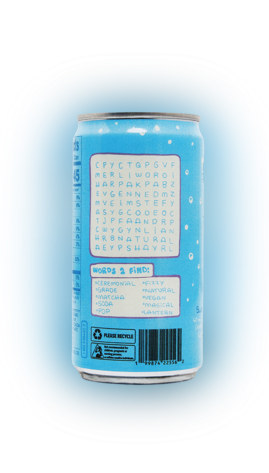 Lantern Beverages The Original Matcha Soda, 8.4 fl oz back can