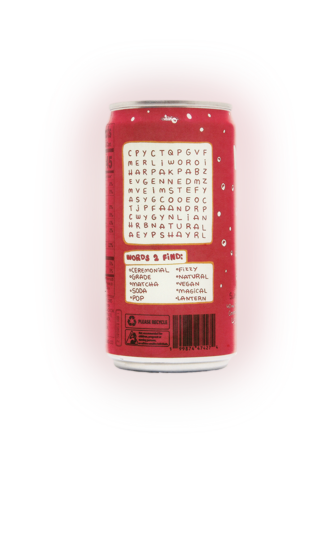Lantern Beverages Strawberry Matcha Soda, 8.4 fl oz back can