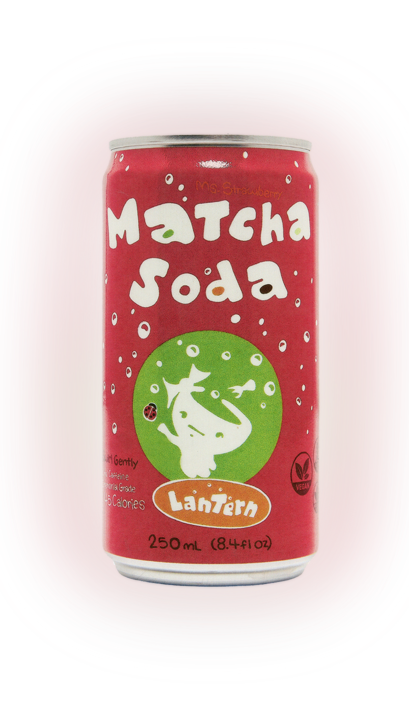 Lantern Beverages Strawberry Matcha Soda, 8.4 fl oz front can