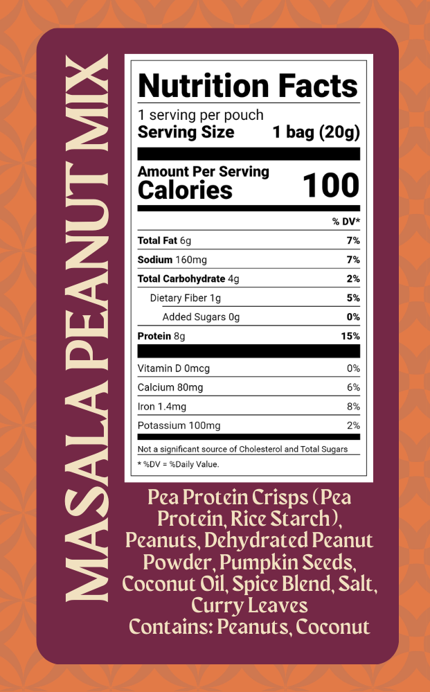Numki Masala Peanut Mix nutrition facts and ingredients