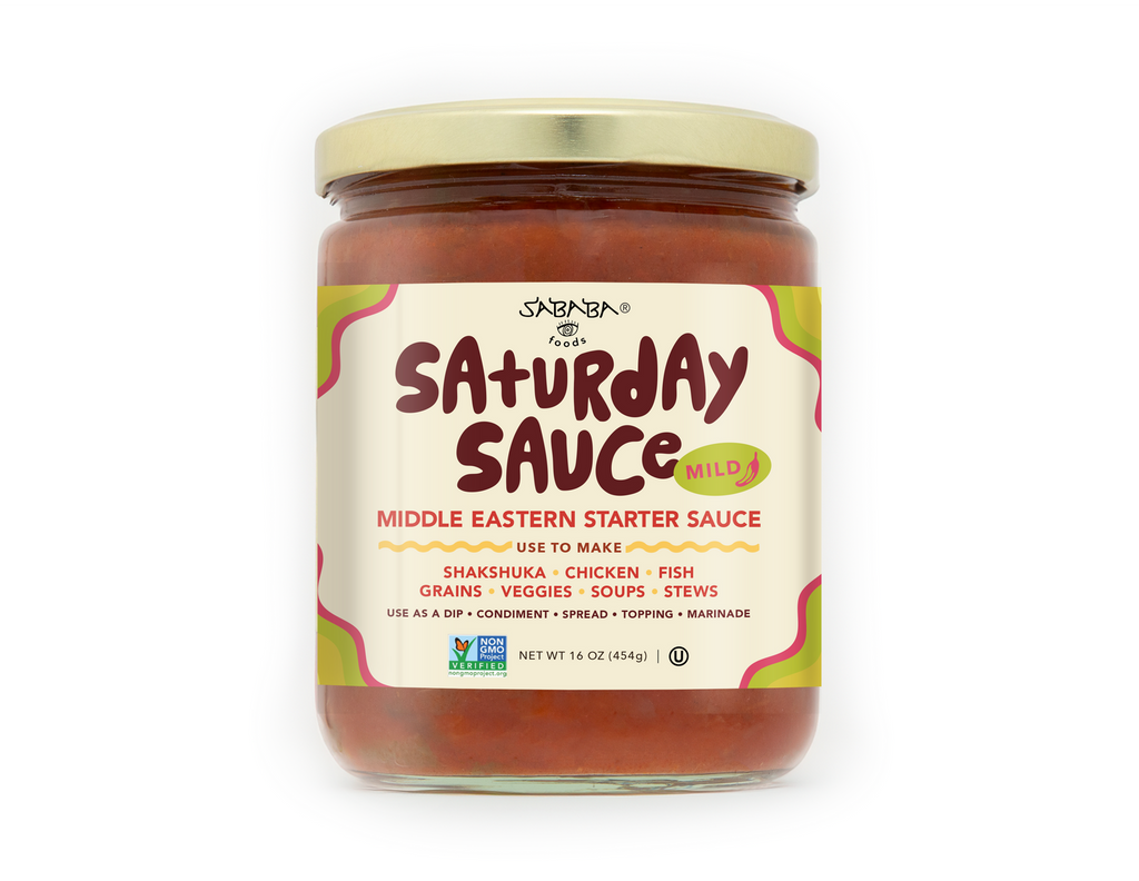 Sababa Foods Saturday Sauce Mild 16 oz jar, front
