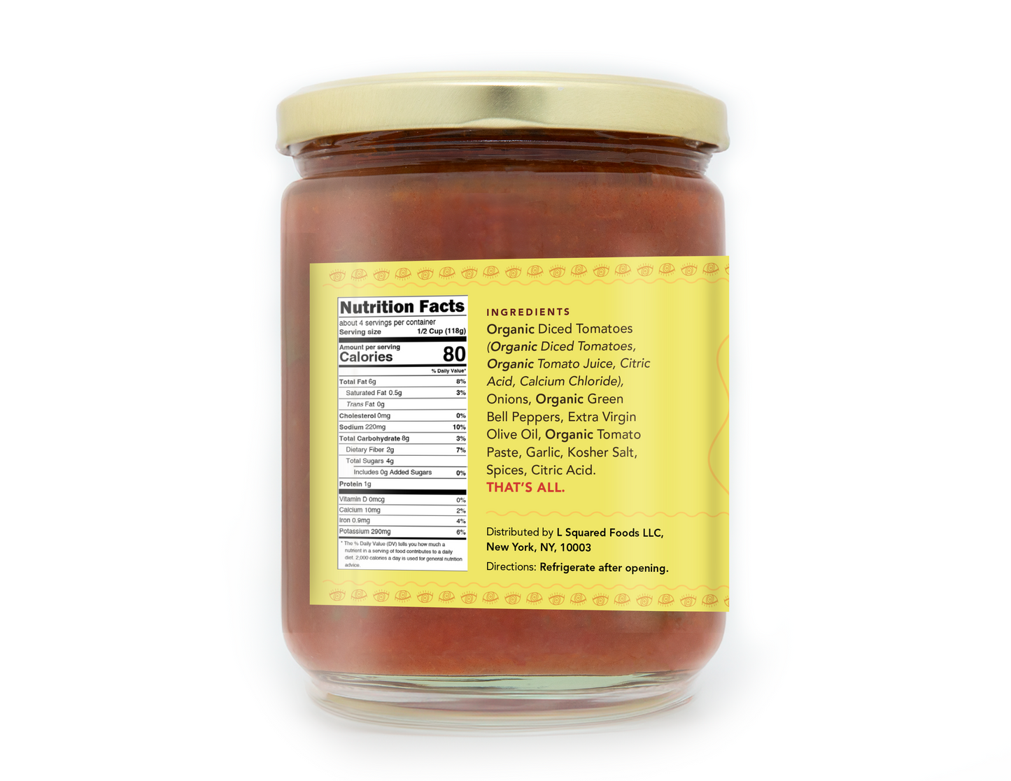 Sababa Foods Saturday Sauce Mild 16 oz jar, left side