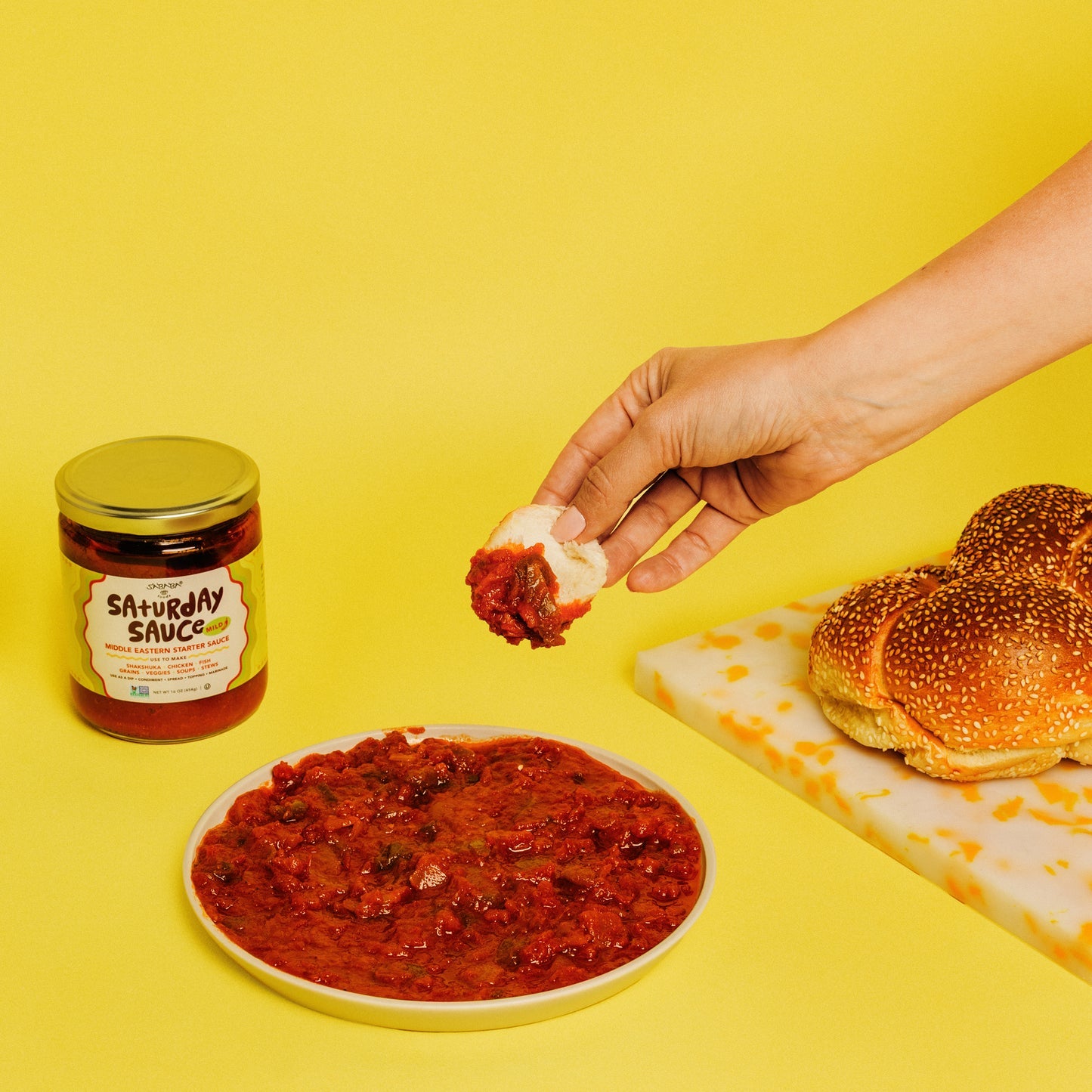 Sababa Foods Saturday Sauce Mild serving idea